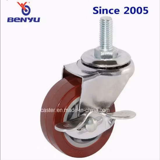 Benyu Caster - Ruota e ruota in PU con sterzo industriale leggero/rigido/con freno per auto di piccole dimensioni