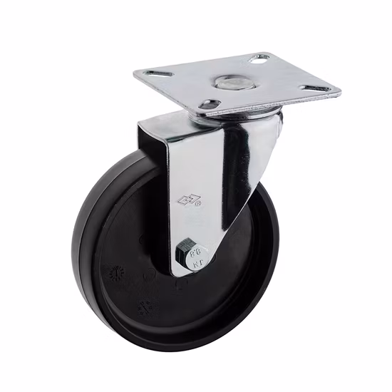 Vite girevole in plastica nera con rullo di freno