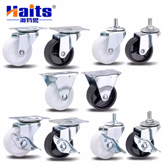 Ruota girevole industriale europea con freno a bloccaggio totale e albero filettato e ruota girevole in gomma