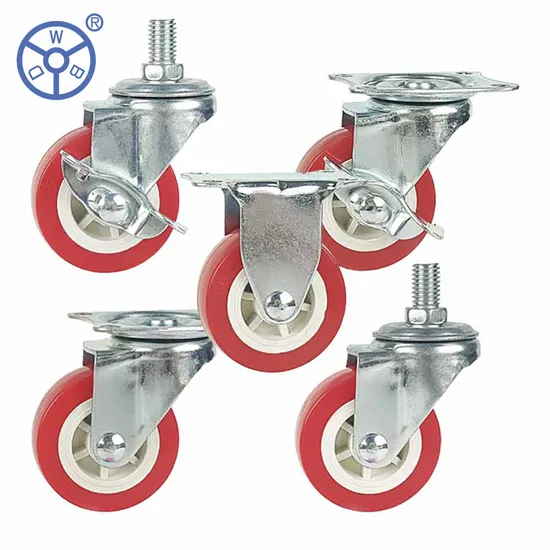 Light Duty Small Red Industrial PVC 2 Inch Castor Wheels