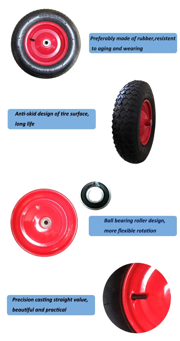 3.50-8 4.00-8 3.00-4 Rubber Wheel Pneumatic Wheel with Plastic Steel Rim for Wheelbarrows, Hand Trolleys, Tool Carts