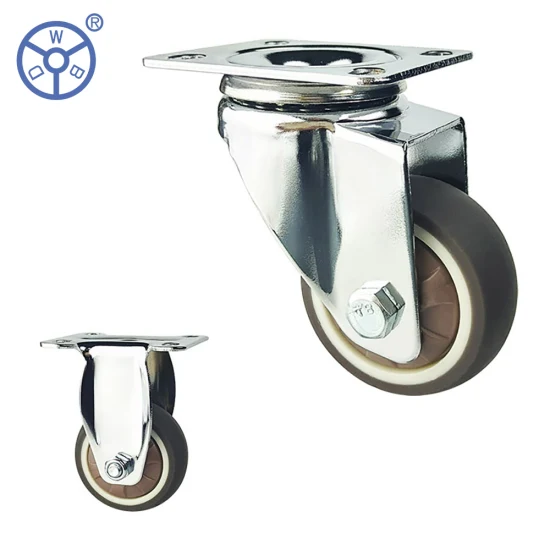 Wbd Marrone TPR Caster Wheel Ruedas Giratori Chrome Sedia Rotelle Ruota Singola per Mobili Sedie, Armadi, Lettini, Carrelli